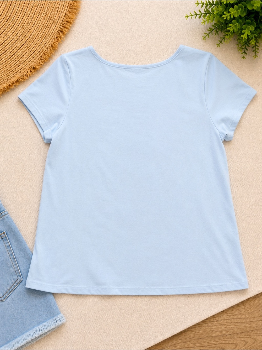 GAP Pale Blue Scoop Neck Tee Size L Soft Everyday Basic